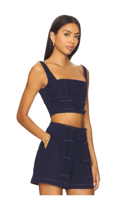 Sau Lee Bridgette Denim Top In Blue