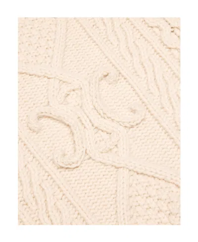 Celine High Neck Sweater In Aran Cashmere Wool In Neutral
