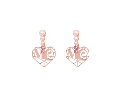 Miss Cicconi Women's Pink / Rose Gold / White La Perla - Ivory Pearl Earrings With Mc Charm In Rose Gold - Sterli