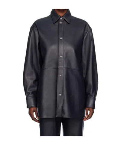 Studio Nicholson Lapel Leather Jacket In Blue