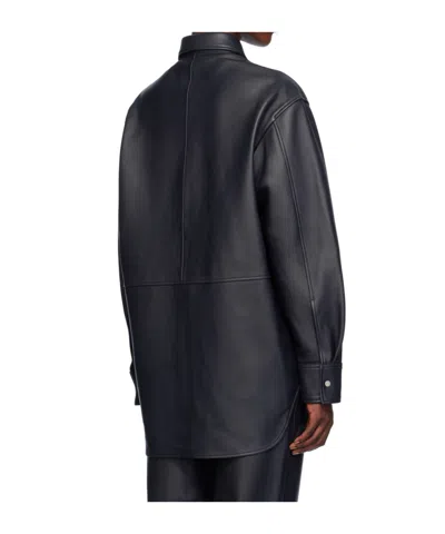 Studio Nicholson Lapel Leather Jacket In Blue