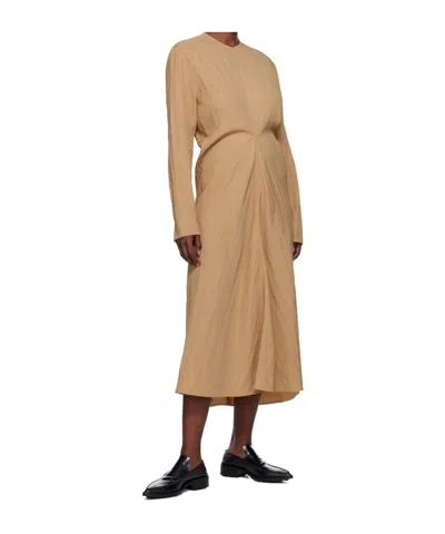 Studio Nicholson Tan Welles Midi Dress In Brown