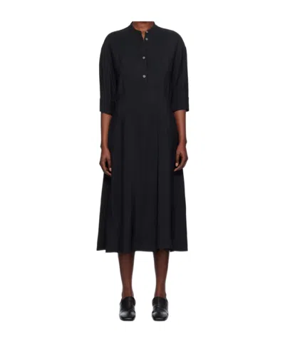 Studio Nicholson Navy Half Placket Midi Dress