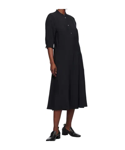 Studio Nicholson Navy Half Placket Midi Dress
