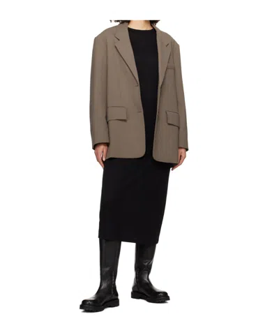 Studio Nicholson Brown Notched Lapel Blazer In Brown