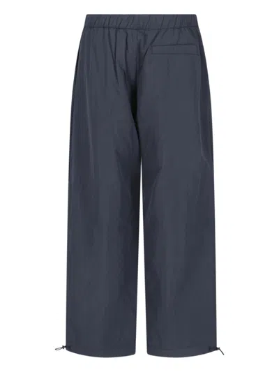 Studio Nicholson Straight Trousers With Elastic Waistband And Drawstring Hem In Blue