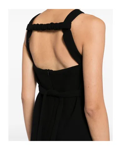 Patou A-line Halterneck Dress With Tied Waist In Black