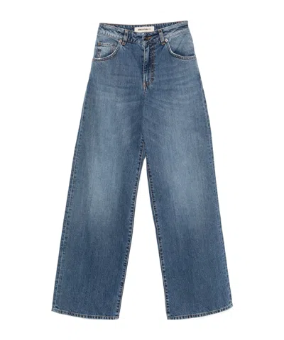 Semicouture Semi Couture High-waisted Wide-leg Blue Denim Jeans In Blue