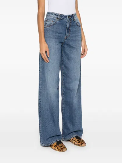 Semicouture Semi Couture High-waisted Wide-leg Blue Denim Jeans In Blue
