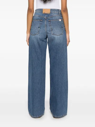 Semicouture Semi Couture High-waisted Wide-leg Blue Denim Jeans In Blue