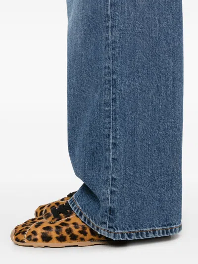 Semicouture Semi Couture High-waisted Wide-leg Blue Denim Jeans In Blue