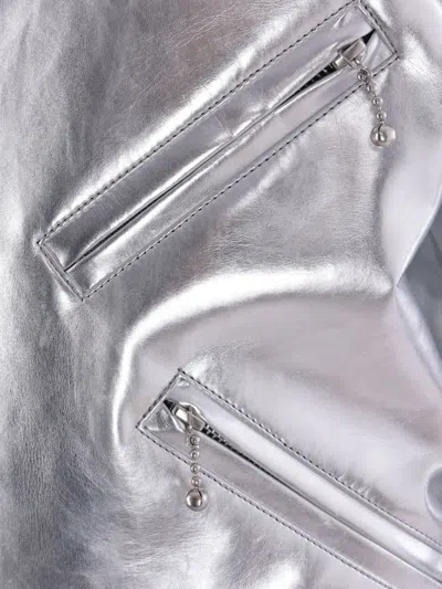 Junya Watanabe Zipper Leather Jacket In Neutral
