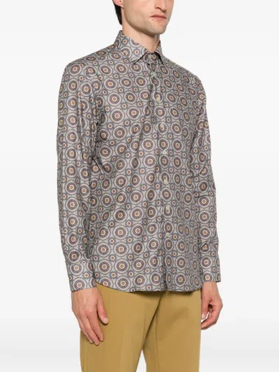 Etro Patterned Long-sleeve Shirt In Brown