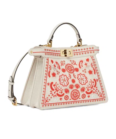 Fendi Canvas Bag With Coral Bandana Embroidery