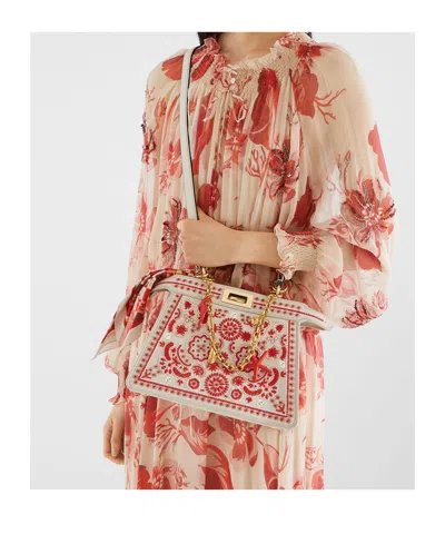Fendi Canvas Bag With Coral Bandana Embroidery