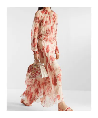 Fendi Canvas Bag With Coral Bandana Embroidery
