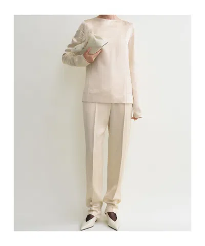 Totême Satin Long-sleeves Top In Neutral
