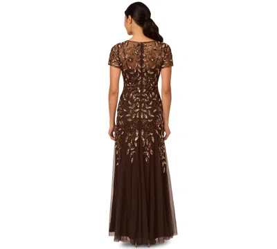 Adrianna Papell Size Floral-beaded Gown