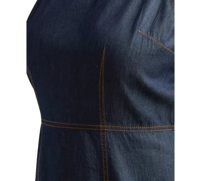 Bcx Juniors' Washed Denim Front-slit Mini Dress In Blue