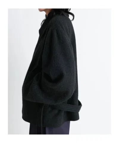 Lemaire Womens Black Belted Double-breasted Wool Coat In Black