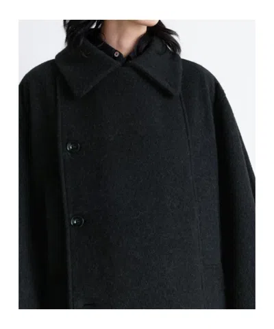 Lemaire Womens Black Belted Double-breasted Wool Coat In Black
