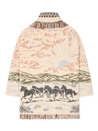 Alanui Sunset Riders Cardigan Knitwear Beige