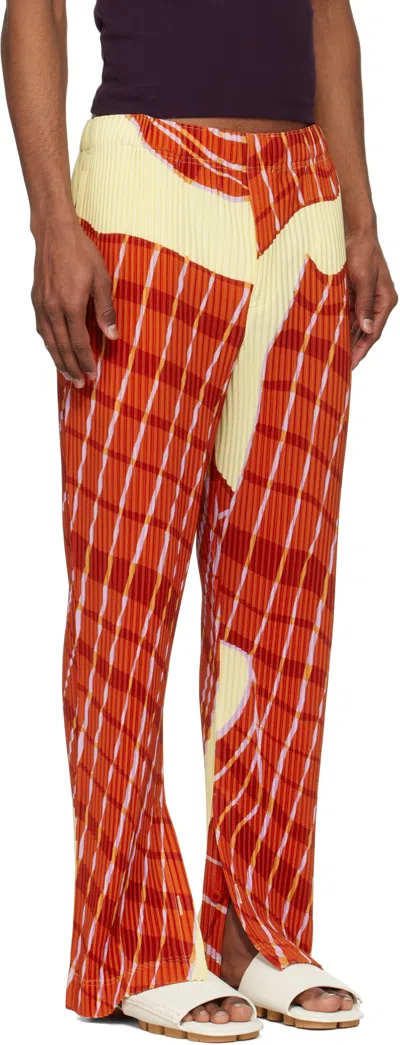 Issey Miyake Elastic Waist Casual Pants In Red