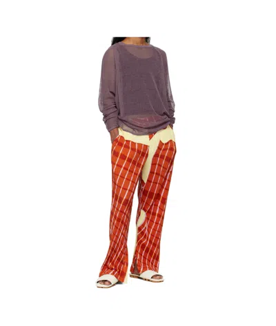 Issey Miyake Elastic Waist Casual Pants In Red