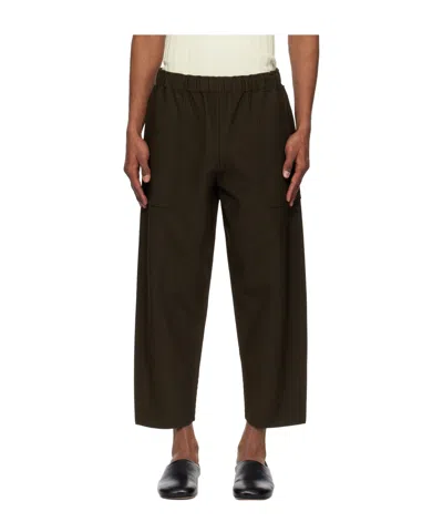 Issey Miyake Elastic Waist Sweatpants In Brown