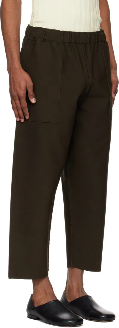 Issey Miyake Elastic Waist Sweatpants In Brown