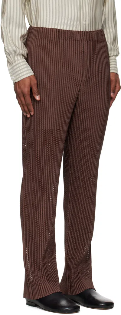 Issey Miyake Elastic Waist Casual Pants In Brown