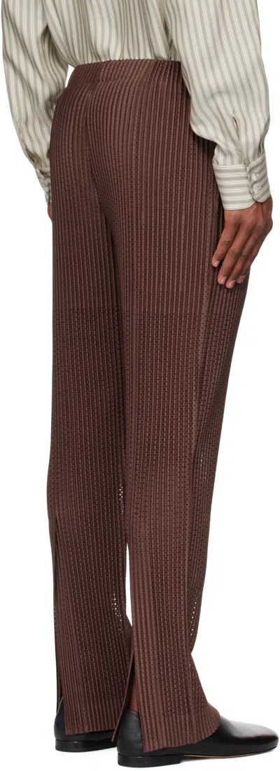 Issey Miyake Elastic Waist Casual Pants In Brown