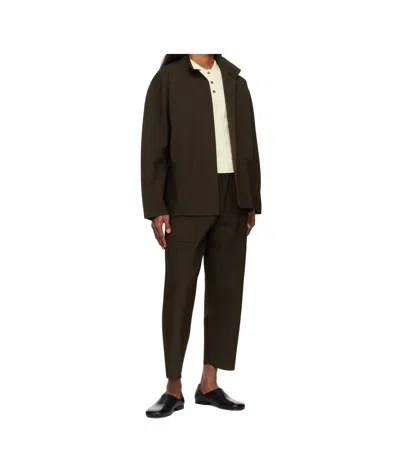 Issey Miyake Elastic Waist Sweatpants In Brown