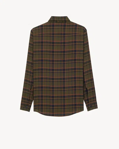 Saint Laurent Plaid Shirt Featuring Bow Detail And Pockets In Multi
