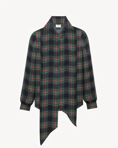 Saint Laurent Plaid Bow-tie Blouse In Multi