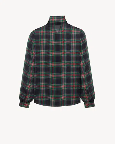 Saint Laurent Plaid Bow-tie Blouse In Multi