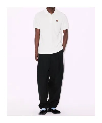 Kenzo White Cotton T-shirt With Embroidered Tiger Logo