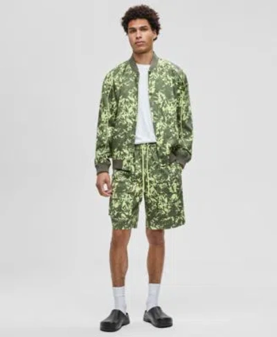 Mode Of One Mens Regular Fit T Shirt Abstracted Floral Regular Fit Printed Bomber Jacket Abstracted Floral Regul In Green
