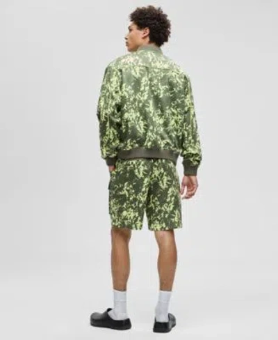 Mode Of One Mens Regular Fit T Shirt Abstracted Floral Regular Fit Printed Bomber Jacket Abstracted Floral Regul In Green