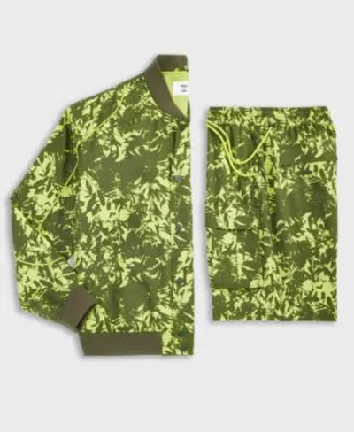 Mode Of One Mens Regular Fit T Shirt Abstracted Floral Regular Fit Printed Bomber Jacket Abstracted Floral Regul In Green