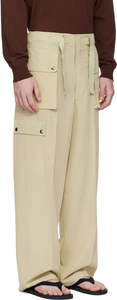 Auralee Khaki Light Cotton Wool Viyella Cargo Pants In Neutral