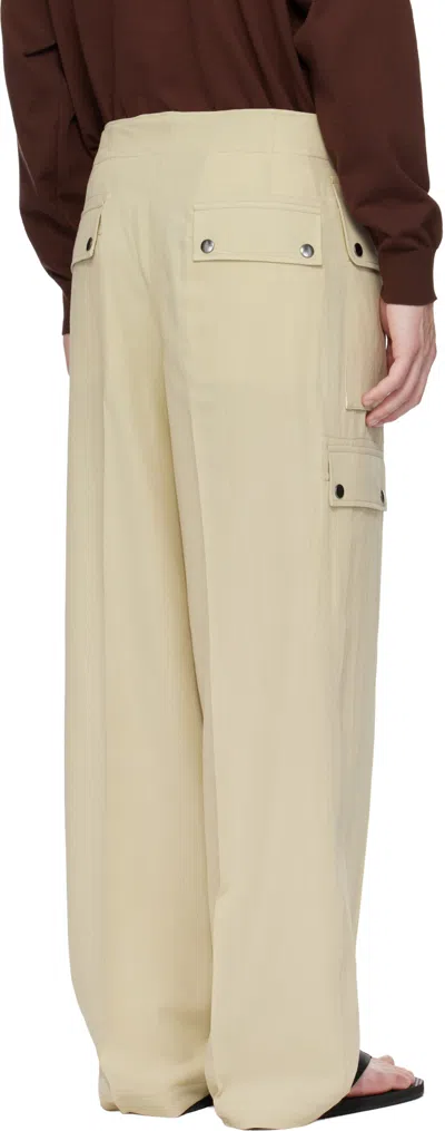 Auralee Khaki Light Cotton Wool Viyella Cargo Pants In Neutral
