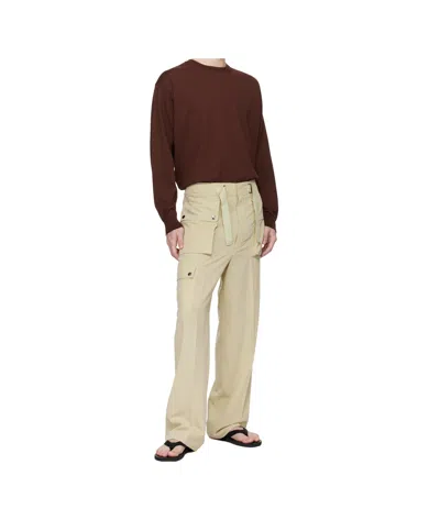 Auralee Khaki Light Cotton Wool Viyella Cargo Pants In Neutral