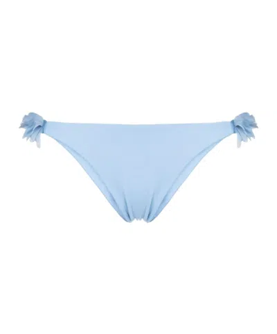 La Reveche Floral Detail Bikini Bottoms In Blue