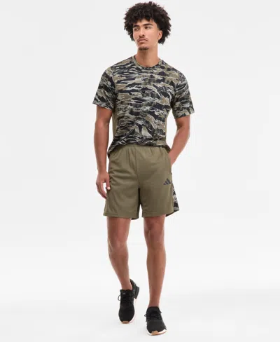 Adidas Originals Men's Regular-fit Camouflage 7" Training Shorts In Green