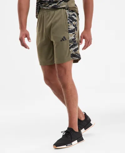 Adidas Originals Men's Regular-fit Camouflage 7" Training Shorts In Green