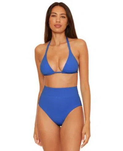 Becca Womens Color Code Reversible Triangle Bikini Top Color Code High Waist Reversible Bikini Bottoms In Blue