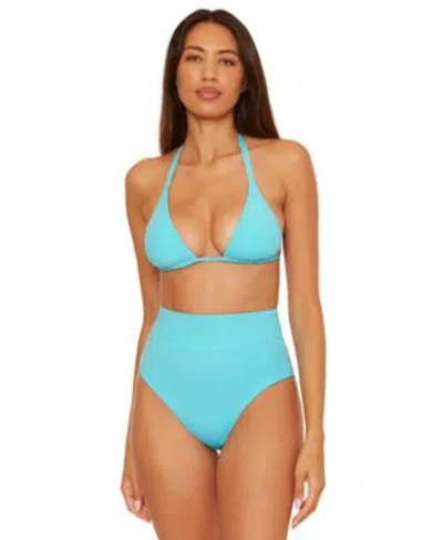 Becca Womens Color Code Reversible Triangle Bikini Top Color Code High Waist Reversible Bikini Bottoms In Blue