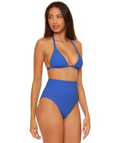 Becca Womens Color Code Reversible Triangle Bikini Top Color Code High Waist Reversible Bikini Bottoms In Blue