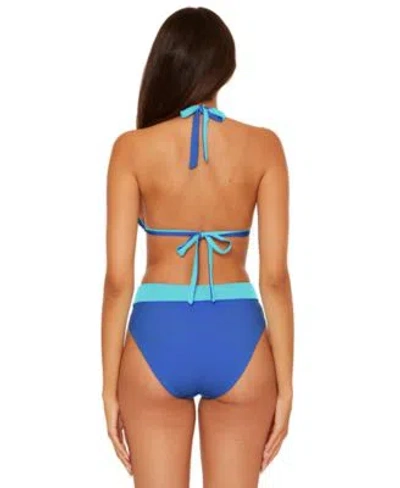 Becca Womens Color Code Reversible Triangle Bikini Top Color Code High Waist Reversible Bikini Bottoms In Blue